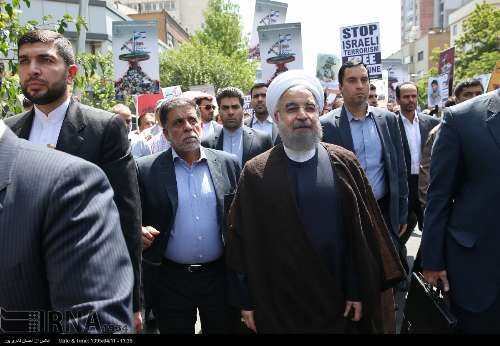 روحانی در راهپیمایی روز قدس/تصاویر
