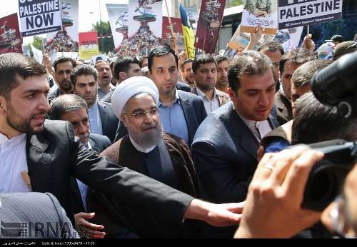 روحانی در راهپیمایی روز قدس/تصاویر