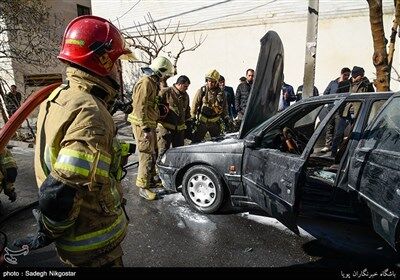 خودرویی که دچار حریق شد/تصاویر