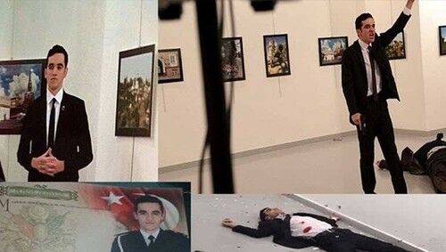 عکس قاتل سفیر روسیه با اردوغان