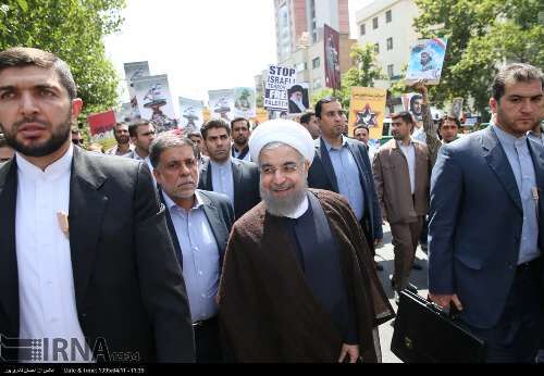 روحانی در راهپیمایی روز قدس/تصاویر