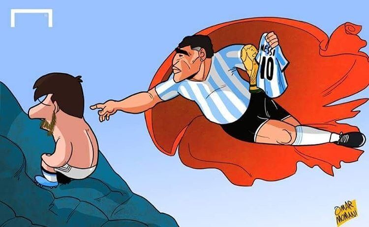 مارادونا دنبال مسی!/کاریکاتور