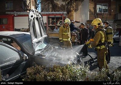 خودرویی که دچار حریق شد/تصاویر