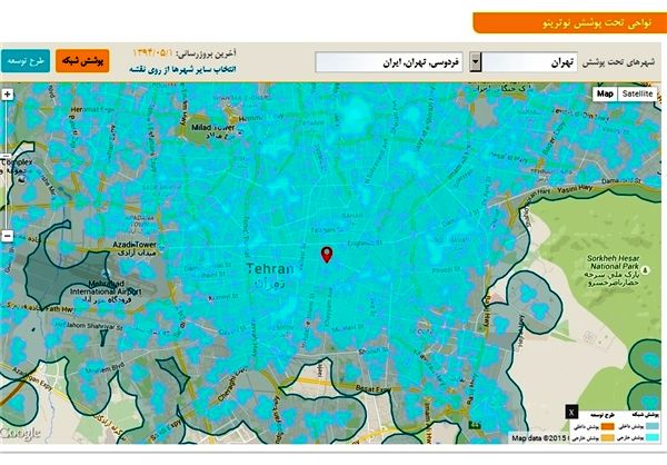 نقشه پوشش اینترنت 3G و 4G